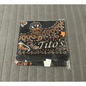 Tito's Handmade Vodka Promo Bandana Black & Orange Limited Edition SEALED 21X21